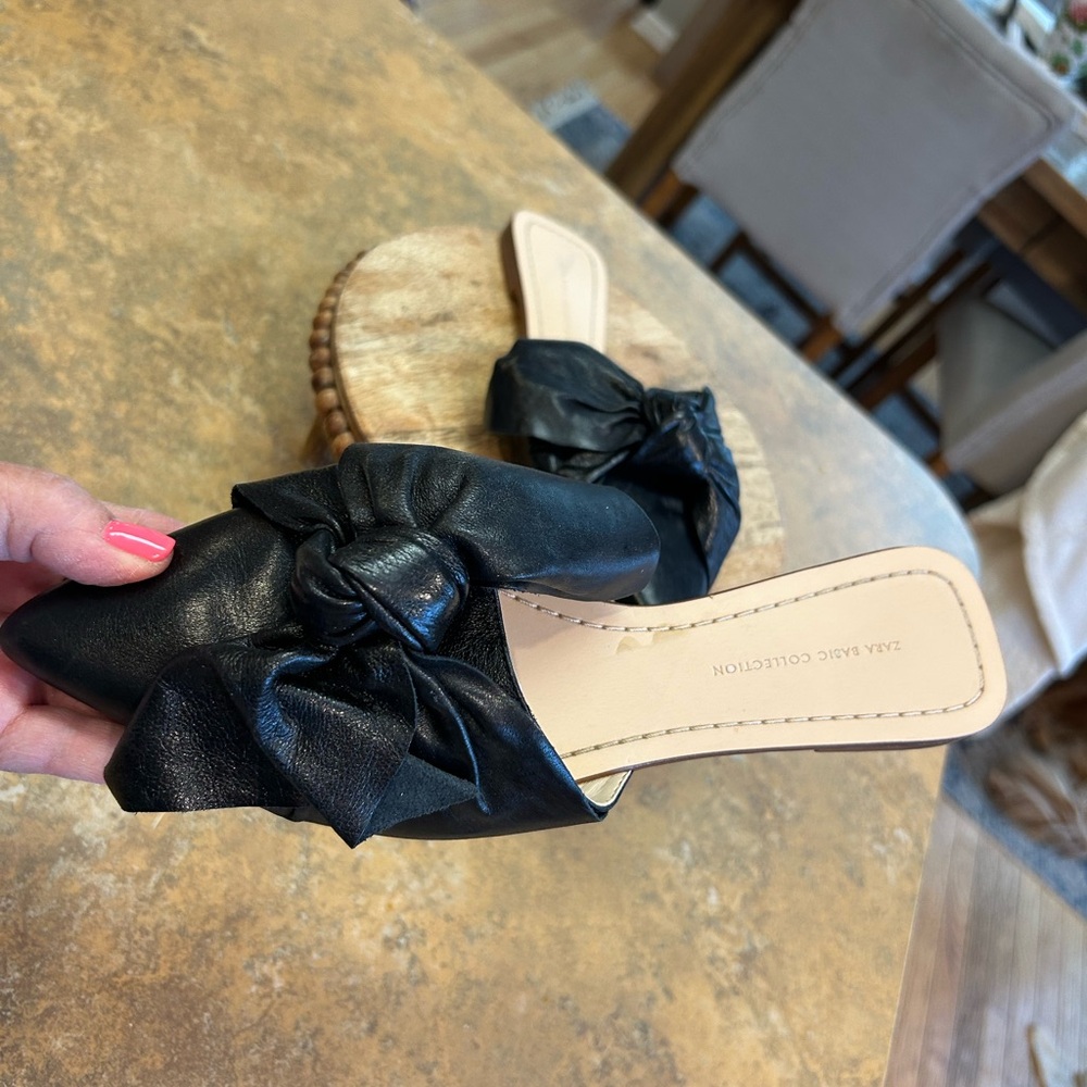 Zara Black Bow Mules - Picture 3 of 13